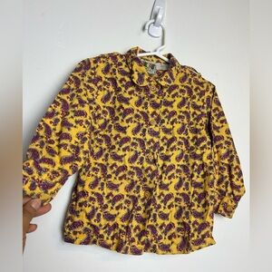 VTG Y2K PIERRE BONEE KIDS GIRL 3T PAISLEY BUTTON DOWN PRINT YELLOW MULTICOLOR